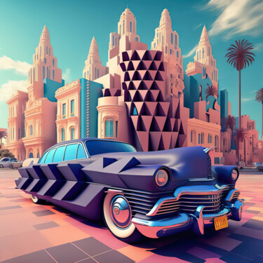 Digitale Kunst getiteld "Funny Car 1" door Jean Luc Michon, Origineel Kunstwerk, AI gegenereerde afbeelding