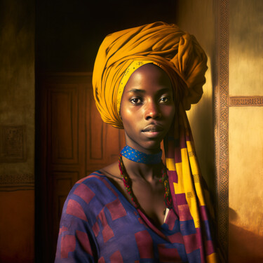 Digital Arts με τίτλο "African Woman 1" από Jean Luc Michon, Αυθεντικά έργα τέχνης, Εικόνα που δημιουργήθηκε με AI