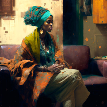 Artes digitais intitulada "African Woman 3" por Jean Luc Michon, Obras de arte originais, Imagem gerada por IA