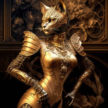 Arts numériques intitulée "Catwoman 2" par Jean Luc Michon, Œuvre d'art originale, Image générée par l'IA