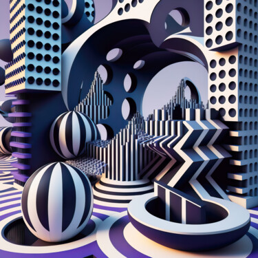 Digitale Kunst mit dem Titel "In The City 2" von Jean Luc Michon, Original-Kunstwerk, KI-generiertes Bild