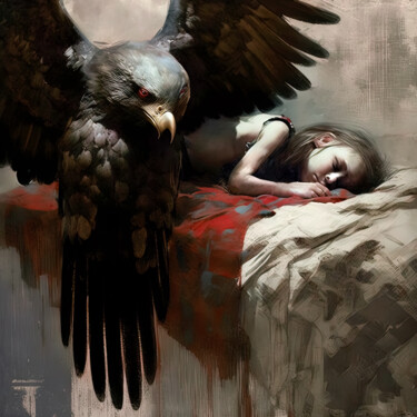Arte digital titulada "The Black Eagle 3" por Jean Luc Michon, Obra de arte original, Imagen generada por IA
