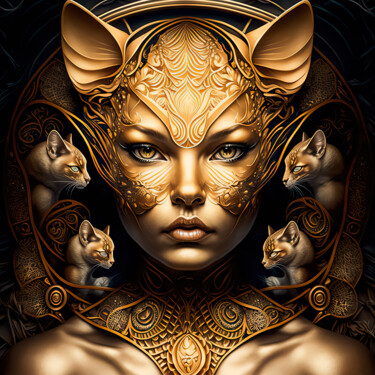 Arts numériques intitulée "Catwoman 3" par Jean Luc Michon, Œuvre d'art originale, Image générée par l'IA