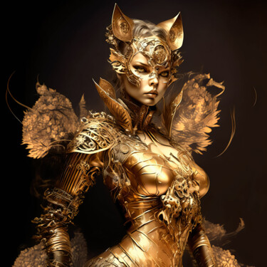 Arts numériques intitulée "Catwoman 6" par Jean Luc Michon, Œuvre d'art originale, Image générée par l'IA