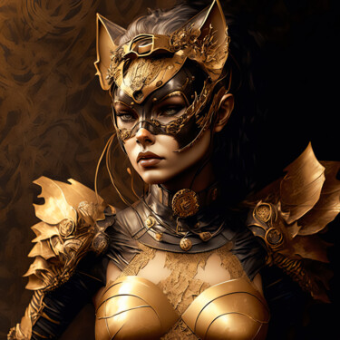 Arts numériques intitulée "Catwoman 7" par Jean Luc Michon, Œuvre d'art originale, Image générée par l'IA
