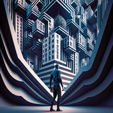 数字艺术 标题为“In The City 3” 由Jean Luc Michon, 原创艺术品, AI生成的图像