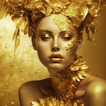 Digital Arts titled "Golden Fairy 1" by Jean Luc Michon, Original Artwork, AI generated image