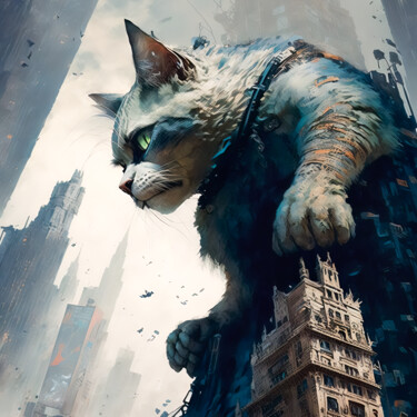Цифровое искусство под названием "King Cat 2" - Jean Luc Michon, Подлинное произведение искусства, Изображение, сгенерирован…