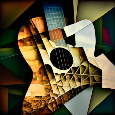 Digital Arts με τίτλο "While My Guitar Gen…" από Jean Luc Michon, Αυθεντικά έργα τέχνης, Εικόνα που δημιουργήθηκε με AI