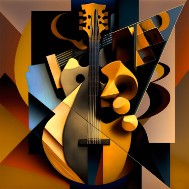Arte digital titulada "While My Guitar Gen…" por Jean Luc Michon, Obra de arte original, Imagen generada por IA