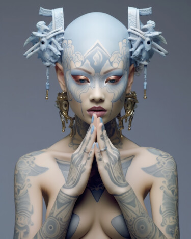 Arts numériques intitulée "Epaule Tattoo 1" par Jean Luc Michon, Œuvre d'art originale, Image générée par l'IA