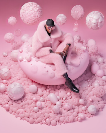 Digitale Kunst getiteld "Pink Daddy 2" door Jean Luc Michon, Origineel Kunstwerk, AI gegenereerde afbeelding