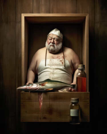 Digitale Kunst mit dem Titel "Mr Fish 3" von Jean Luc Michon, Original-Kunstwerk, KI-generiertes Bild