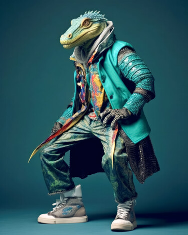 Arts numériques intitulée "Mr Iguane 2" par Jean Luc Michon, Œuvre d'art originale, Image générée par l'IA