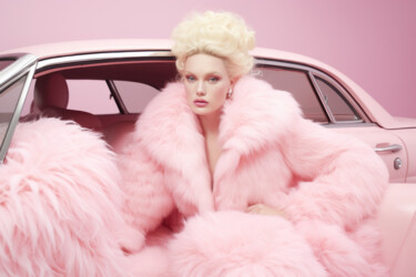Digitale Kunst getiteld "Pink Fur 1" door Jean Luc Michon, Origineel Kunstwerk, AI gegenereerde afbeelding