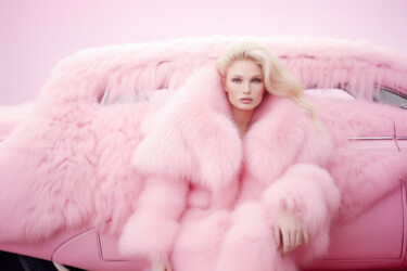 Digitale Kunst getiteld "Pink Fur 2" door Jean Luc Michon, Origineel Kunstwerk, AI gegenereerde afbeelding