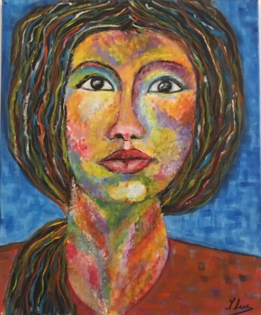 Peinture intitulée "Femme aux milles co…" par Jean Luc Onré, Œuvre d'art originale, Acrylique Monté sur Châssis en bois