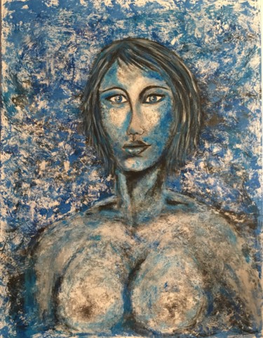 Painting titled "Femme bleu" by Jean Luc Onré, Original Artwork, Acrylic Mounted on Wood Stretcher frame