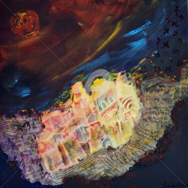 Peinture intitulée "Jérusalem Céleste" par Jean-Luc Pavaut "Yaakov", Œuvre d'art originale