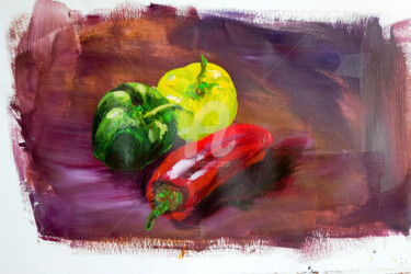 Peinture intitulée "poivrons-et-piment.…" par Jean-Luc Pavaut "Yaakov", Œuvre d'art originale, Acrylique