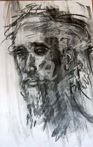 Drawing titled "portrait.jpg" by Jean-Luc Pavaut "Yaakov", Original Artwork, Chalk