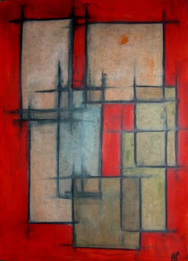 Painting titled "Rectangles sur fond…" by Jean-Luc Perrault, Original Artwork