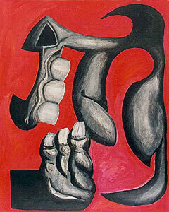Peinture intitulée "racine-et-pied" par Jean-Luc Portet, Œuvre d'art originale