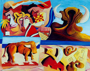 Peinture intitulée "image-de-taureau-de…" par Jean-Luc Portet, Œuvre d'art originale