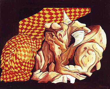 Peinture intitulée "le-taureau-couche" par Jean-Luc Portet, Œuvre d'art originale