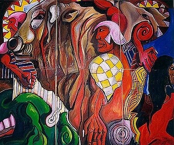 Peinture intitulée "taureau-centurions-…" par Jean-Luc Portet, Œuvre d'art originale