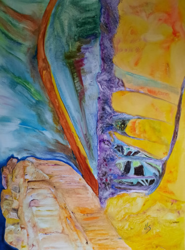 Peinture intitulée "Le bateau lyre" par Jean-Luc Sert, Œuvre d'art originale, Huile