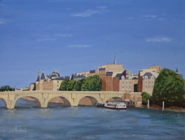 Malarstwo zatytułowany „Le pont neuf” autorstwa Jean-Luc Tranchand, Oryginalna praca, Olej