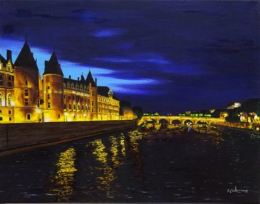 Painting titled "CONCIERGERIE DE NUIT" by Jean-Luc Tranchand, Original Artwork, Oil