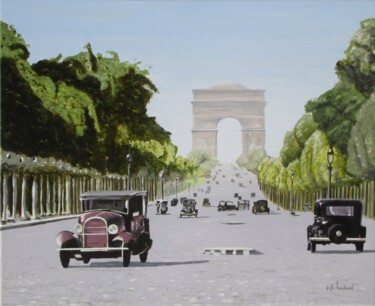 「Les Champs-Elysées」というタイトルの絵画 Jean-Luc Tranchandによって, オリジナルのアートワーク, オイル