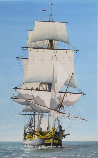 Painting titled "L'Hermione" by Jean-Luc Tranchand, Original Artwork, Oil