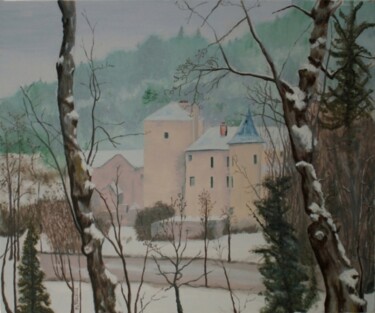 Painting titled "PAYSAGE d'HIVER" by Jean-Luc Tranchand, Original Artwork, Oil