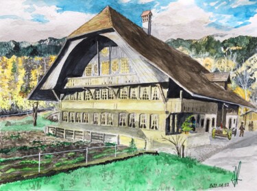 Painting titled "Emmental" by Jean-Marc Allenbach, Original Artwork, Watercolor