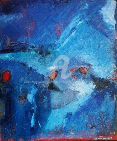 Peinture intitulée "Masque bleu" par Jean-Marc Chapelet (jeanmarchapelet), Œuvre d'art originale, Huile