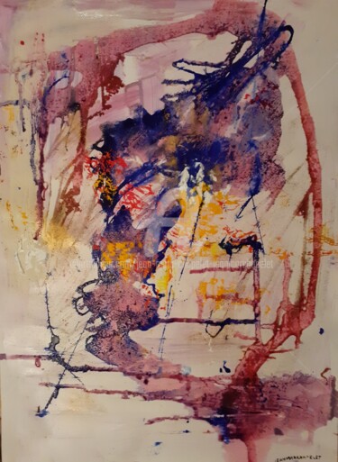 Painting titled "Visage sans sourire" by Jean-Marc Chapelet (jeanmarchapelet), Original Artwork, Acrylic