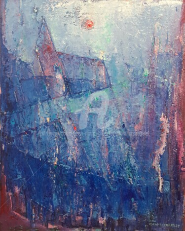 Malerei mit dem Titel "Bleu mystique" von Jean-Marc Chapelet (jeanmarchapelet), Original-Kunstwerk, Öl