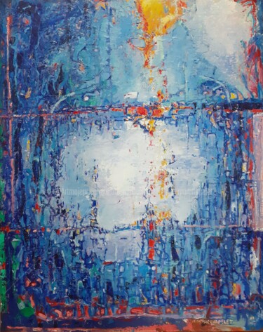 Pintura intitulada "Bleu auréolé" por Jean-Marc Chapelet (jeanmarchapelet), Obras de arte originais, Óleo