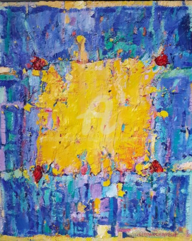 Картина под названием "Carré jaune paradox…" - Jean-Marc Chapelet (jeanmarchapelet), Подлинное произведение искусства, Масло