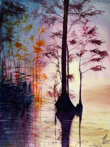 Peinture intitulée "Les pieds dans l'eau" par Jean Marc Collombat, Œuvre d'art originale, Aquarelle