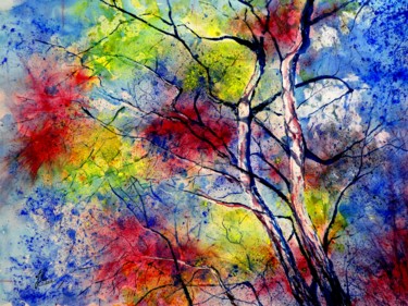 Peinture intitulée "Branchés" par Jean Marc Collombat, Œuvre d'art originale, Aquarelle