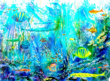 Peinture intitulée "Plongée" par Jean Marc Collombat, Œuvre d'art originale, Aquarelle