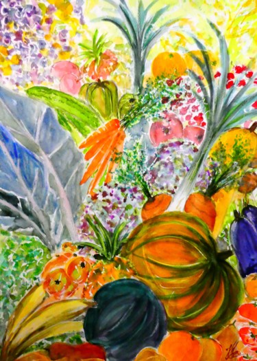 "Fruits et légumes" başlıklı Tablo Jean Marc Collombat tarafından, Orijinal sanat, Suluboya