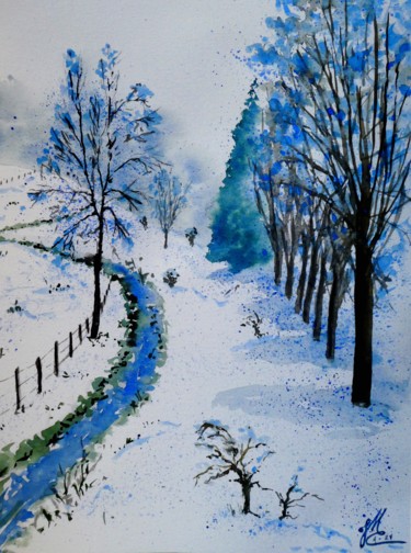 Peinture intitulée "Les terres froides 2" par Jean Marc Collombat, Œuvre d'art originale, Aquarelle