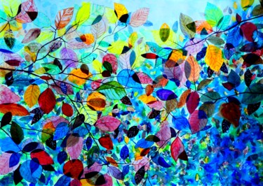 Peinture intitulée "Mille feuilles" par Jean Marc Collombat, Œuvre d'art originale, Aquarelle