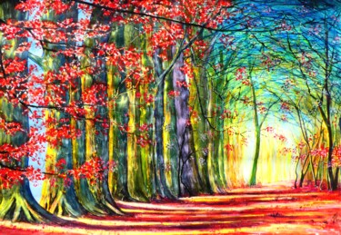 Peinture intitulée "Le tapis rouge" par Jean Marc Collombat, Œuvre d'art originale, Aquarelle