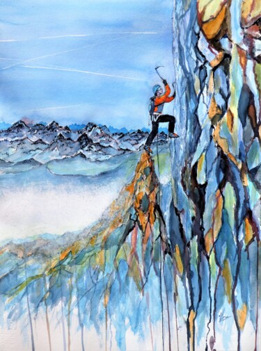 Картина под названием "Verti...cale" - Jean Marc Collombat, Подлинное произведение искусства, Акварель